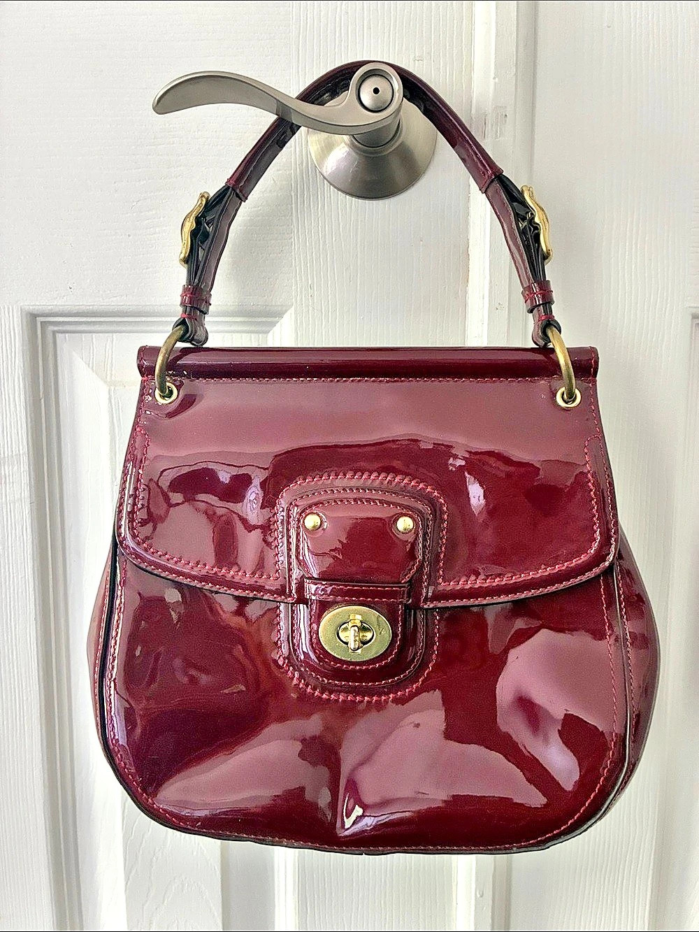 Coach Willis Patent Leather Burgundy Purse